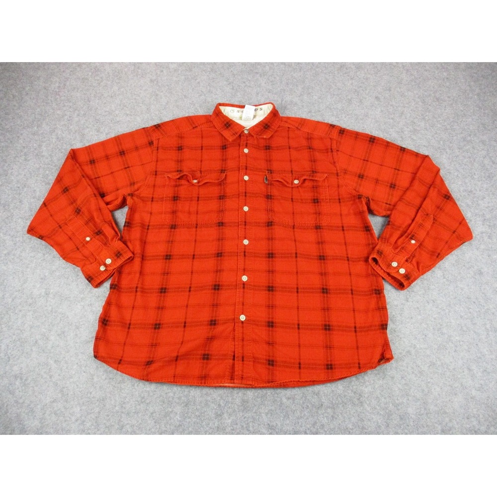 North Face Shirt Mens Extra Large Orange A5 Series Plaid Flannel Button Up Hike